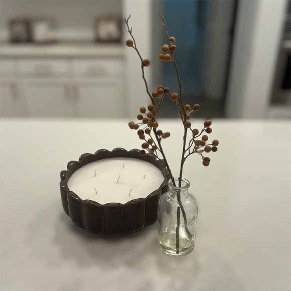 Orangeberry Stem Glass Vase Fall Home Decor Accent - Picture 1 of 6